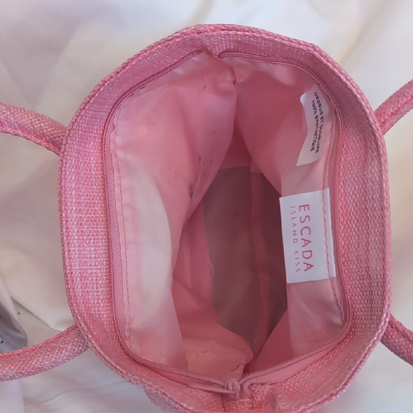 Escada Pink Straw Tote with Round Handles and Sequin Detail - Picture 6 of 11